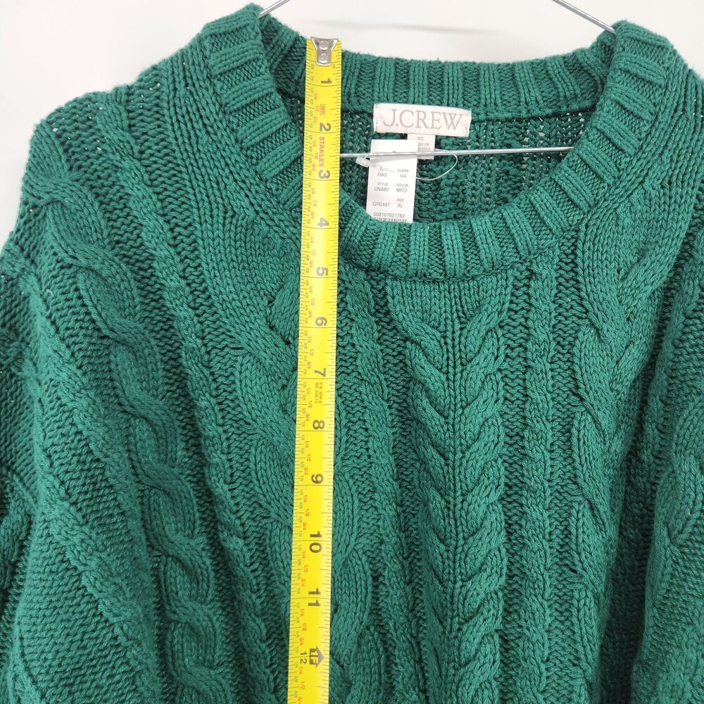 J.Crew‎ Women's Green XL 100% Cotton XL Cable Knit Crewneck Sweater NWT - Picture 4 of 8